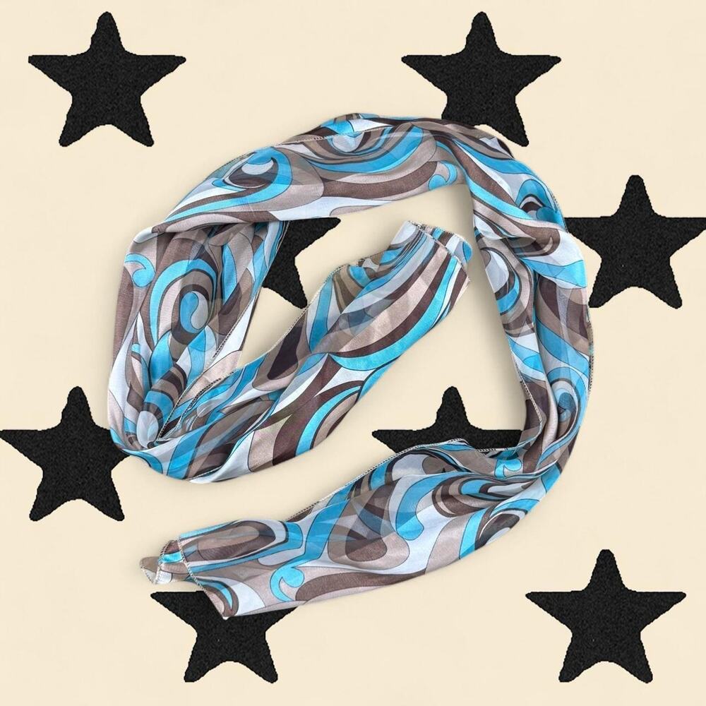 ★ Y2k Brown and blue swirl pattern scarf ★